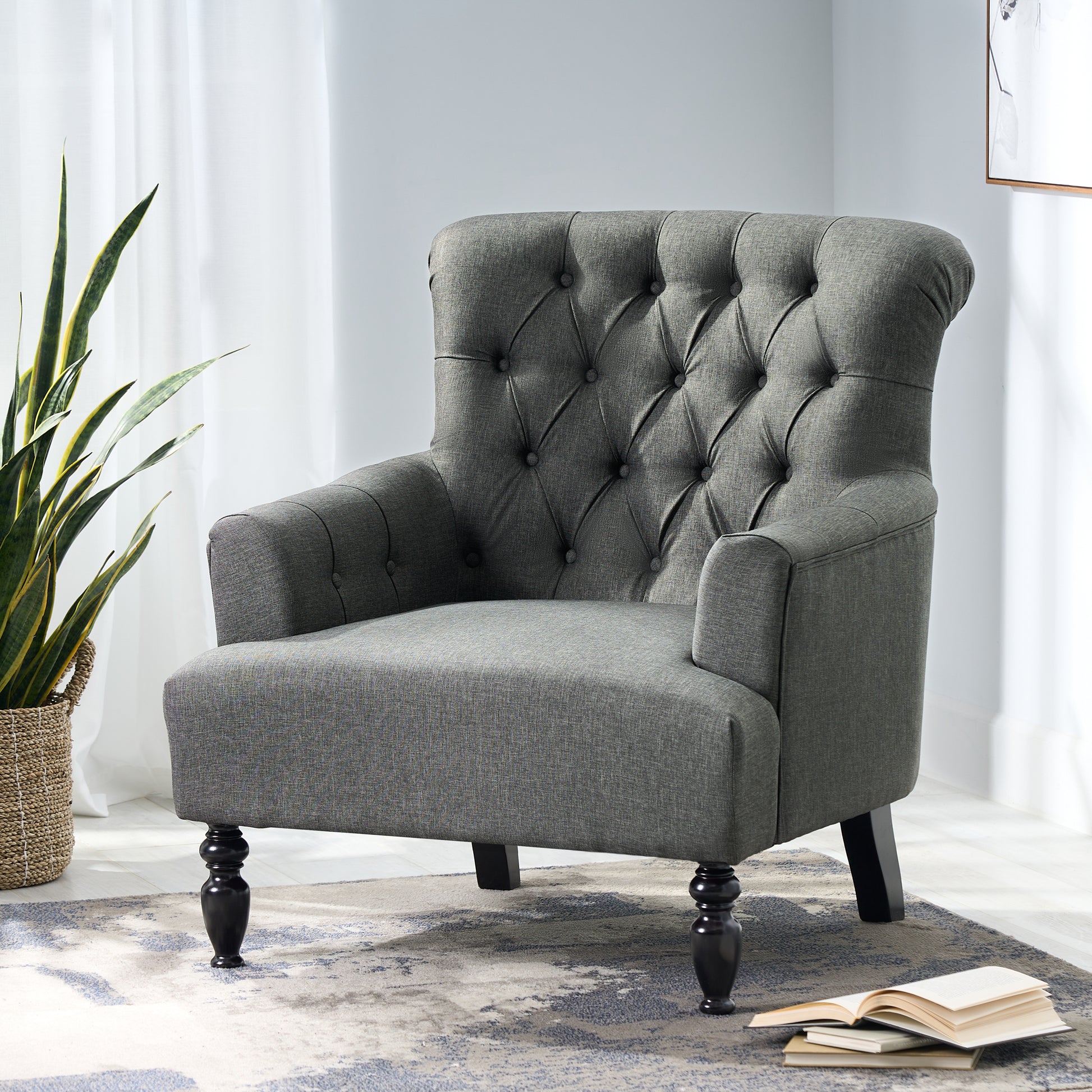 Club Chair Dark Gray Fabric