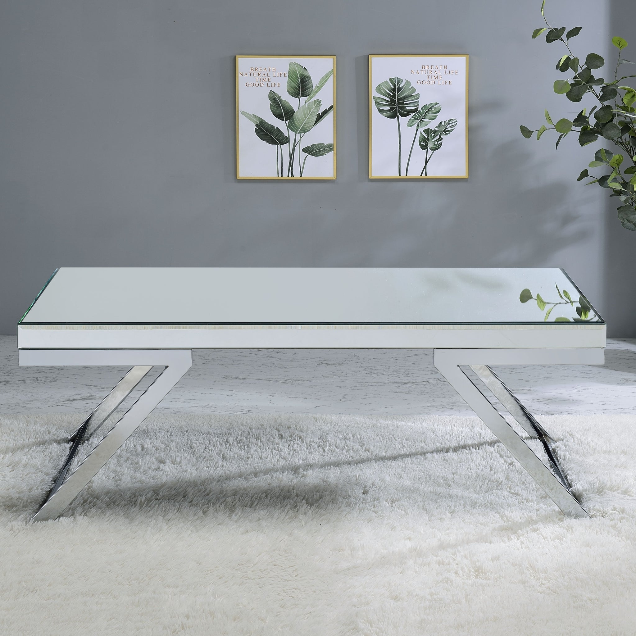 Alfresco Mirrored Coffee Table Silver Silver Wood