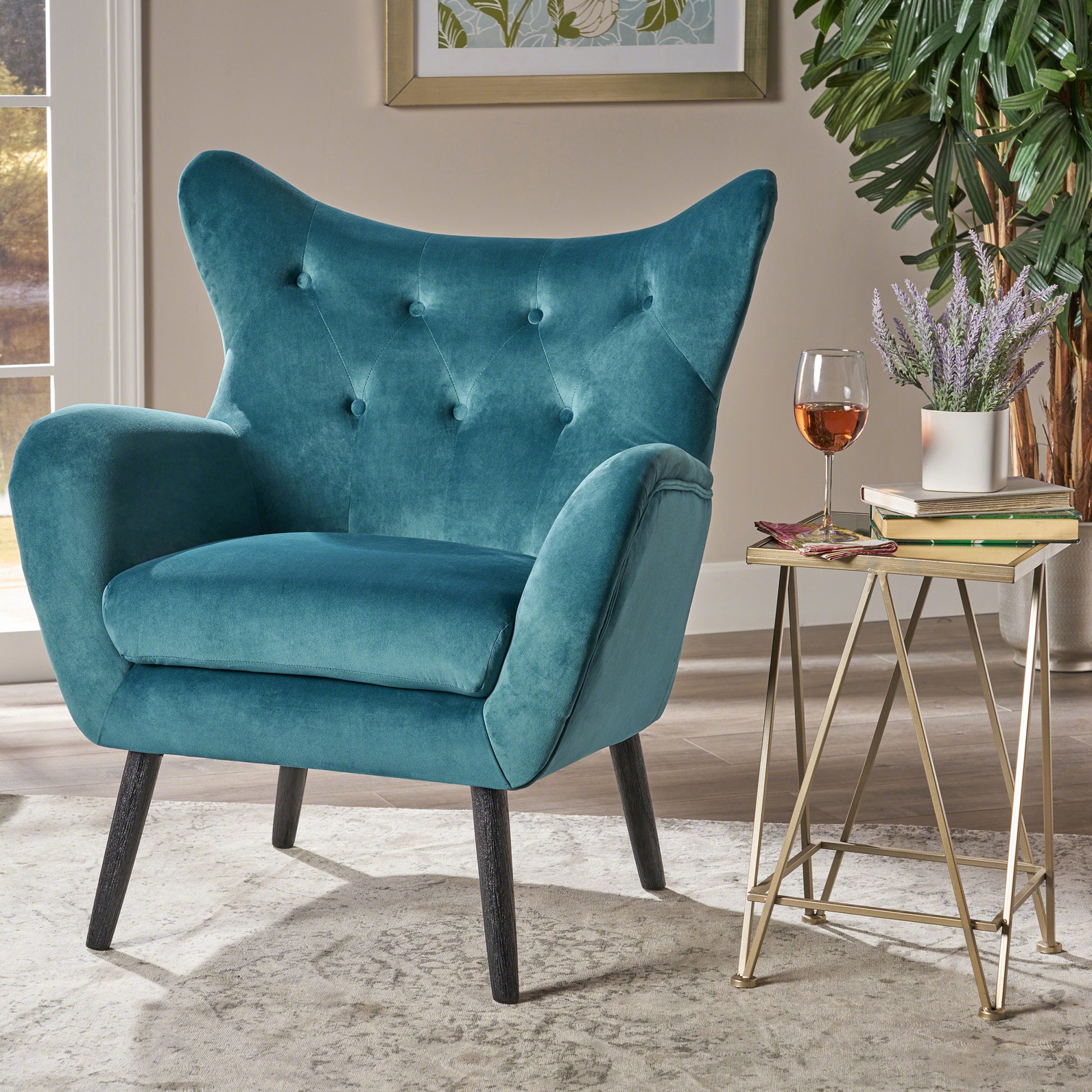 Arm Chair Teal Velvet