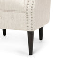 Chair Ottoman Beige Fabric