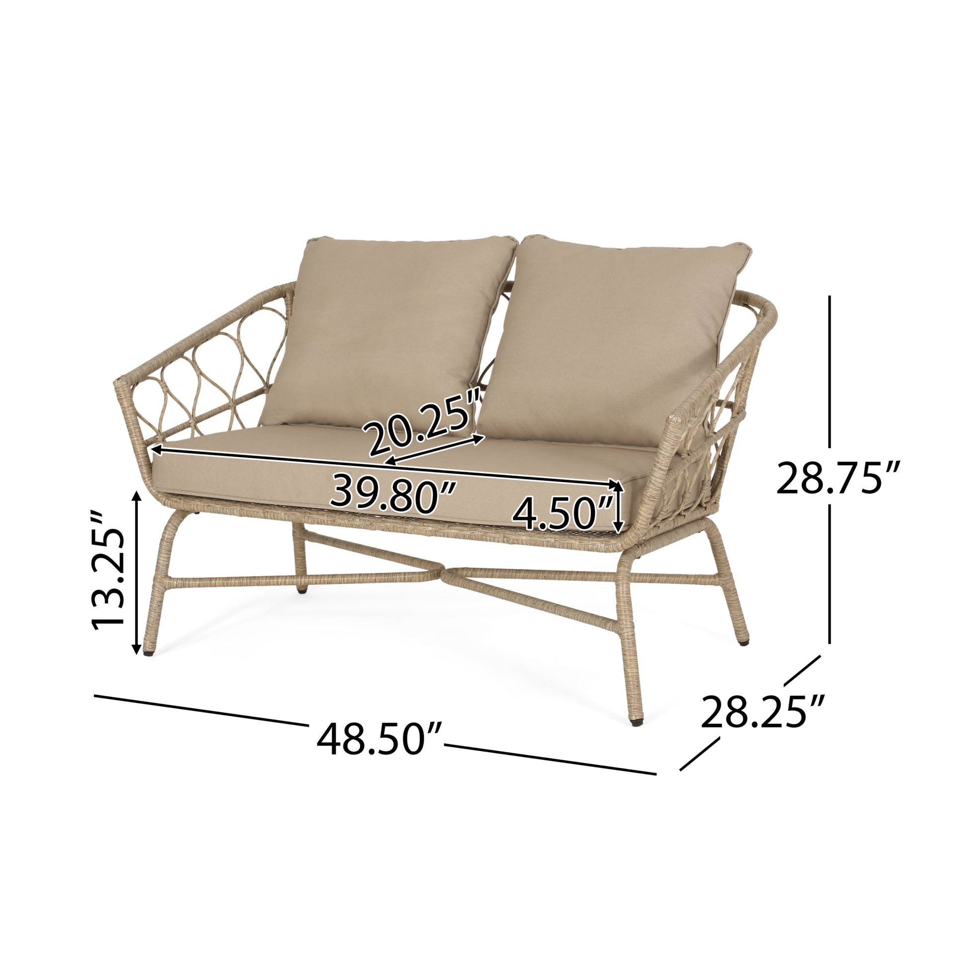Bruce Seat Brown Pe Rattan Iron Waterproof Fabric