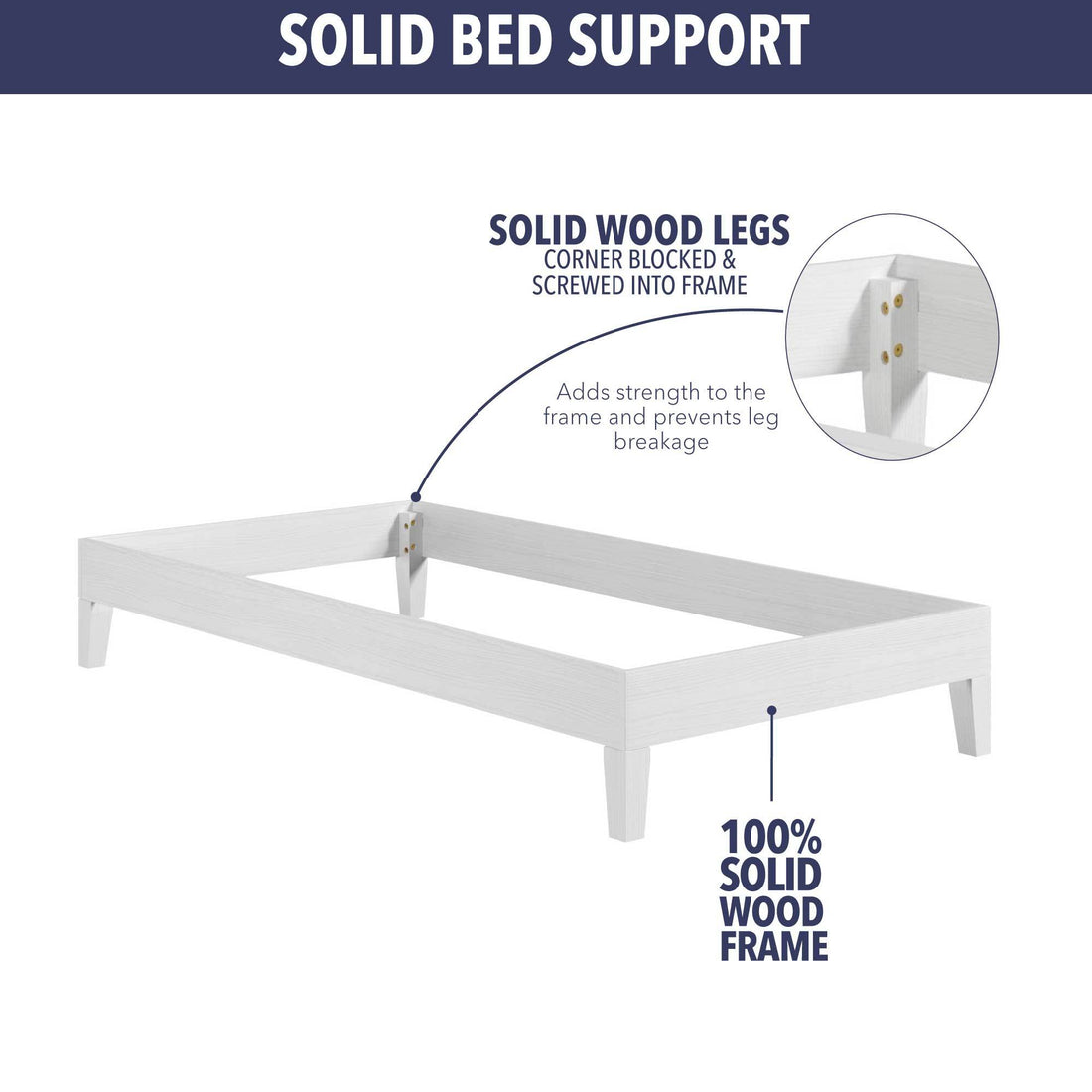 Nix Twin Platform Bed White Twin White Wood