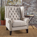 Accent Chair Beige Fabric