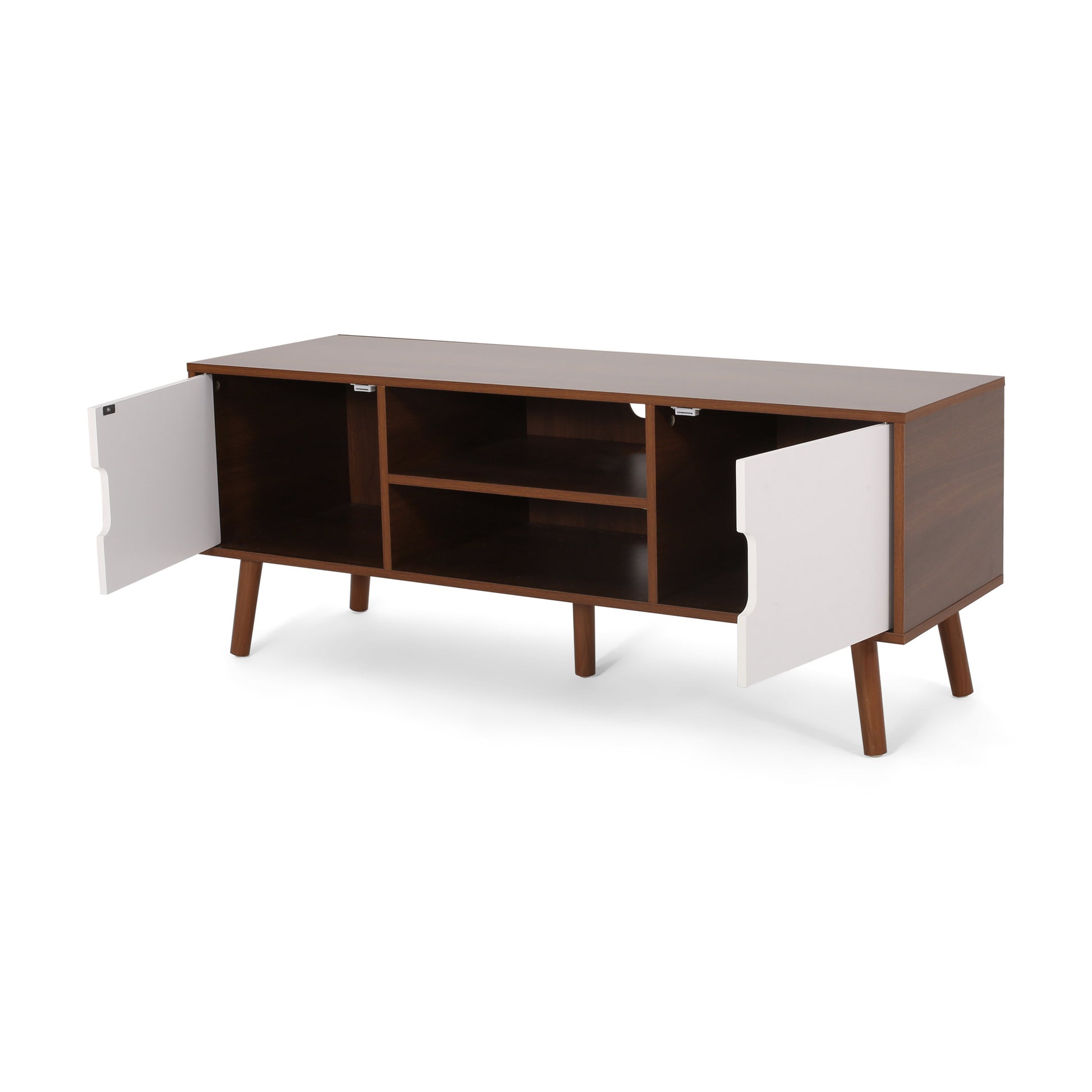 Tv Stand White Walnut 40 49 Inches Wood