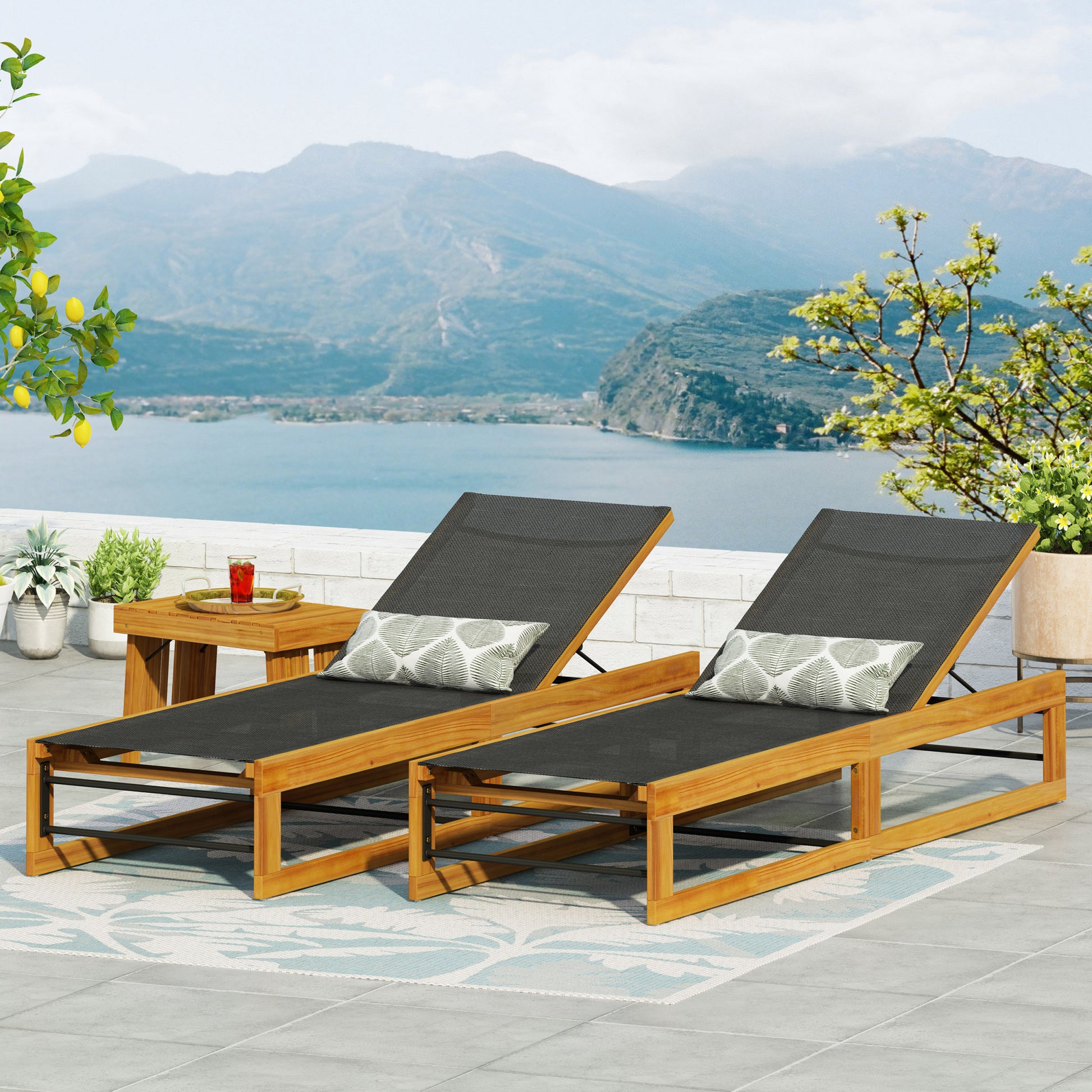 Mia Chaise Lounge Teak Metal & Wood