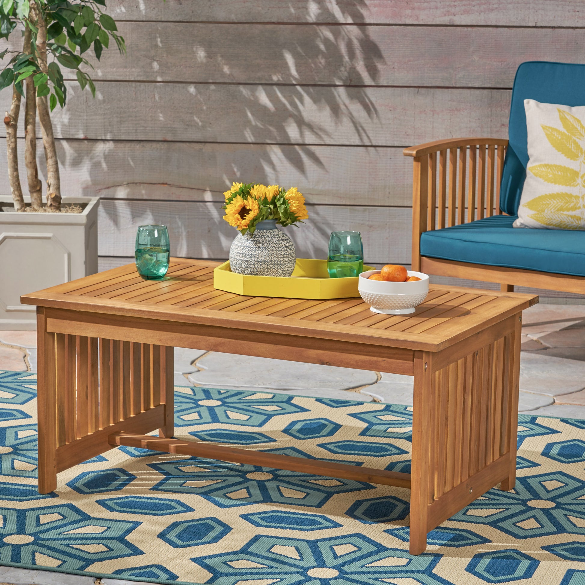 Casa Acacia Coffee Table Brown Antique Bronze Wood