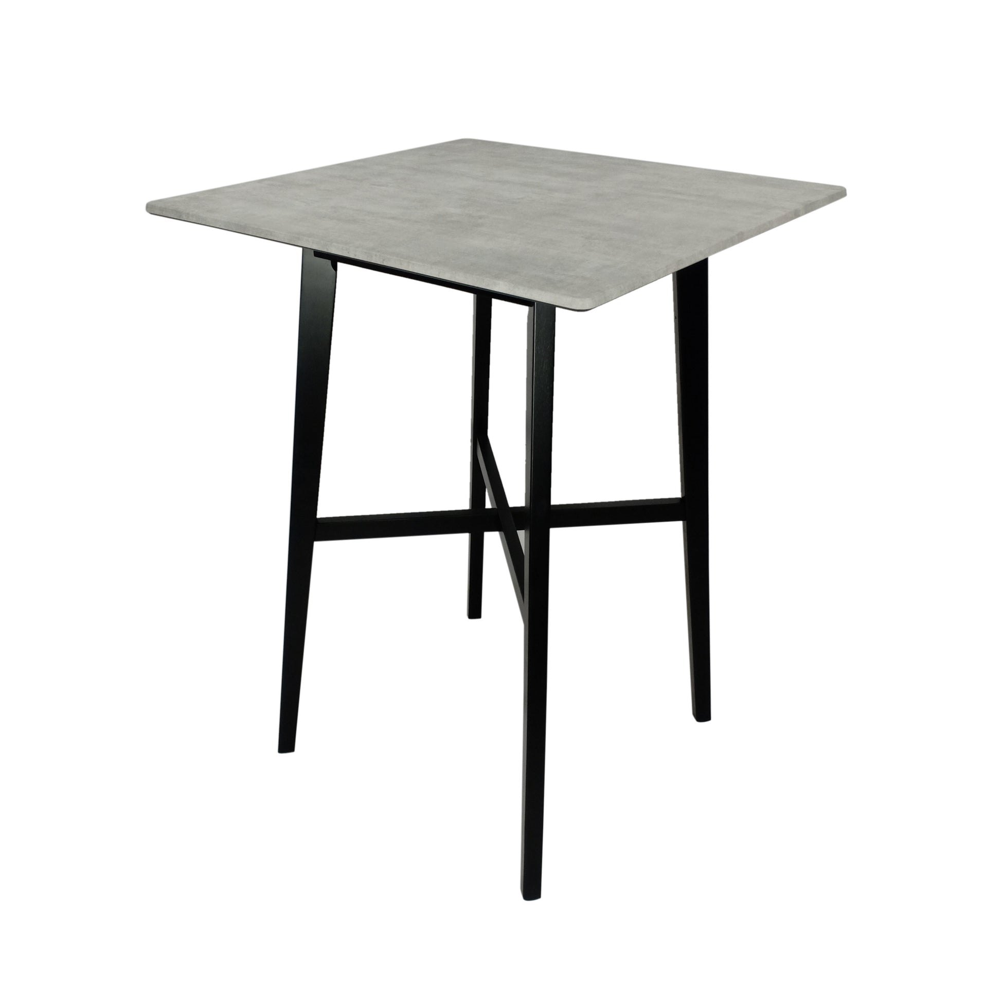 Modern Bar Height 42" Dining Table, Rubberwood Legs And Laminate Table Top, Gray Finish, Black Cement Grey Mdf