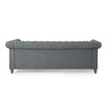 Mirod Comfy 3 Seat Sofa With Wooden Legs, Retro Style For Living Room Charcoal Fabric 3 Seat