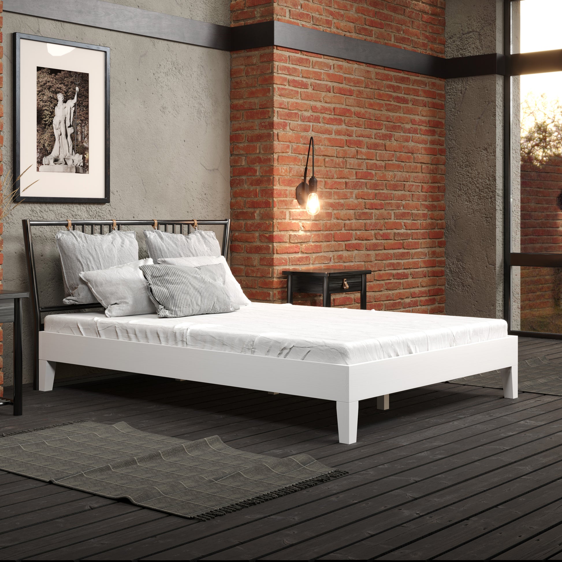 Nix Full Platform Bed White Full White Wood