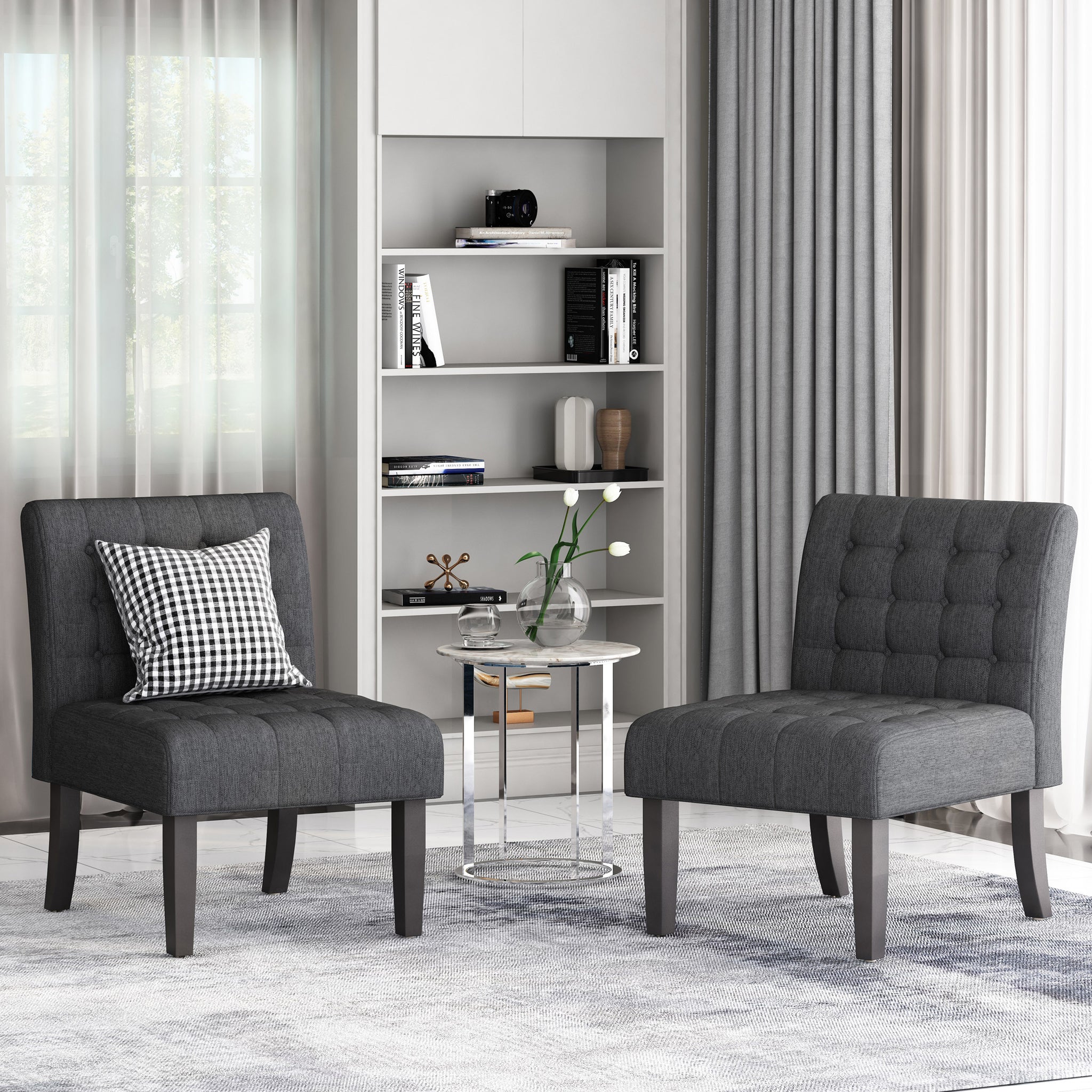 Accent Chair Charcoal Fabric
