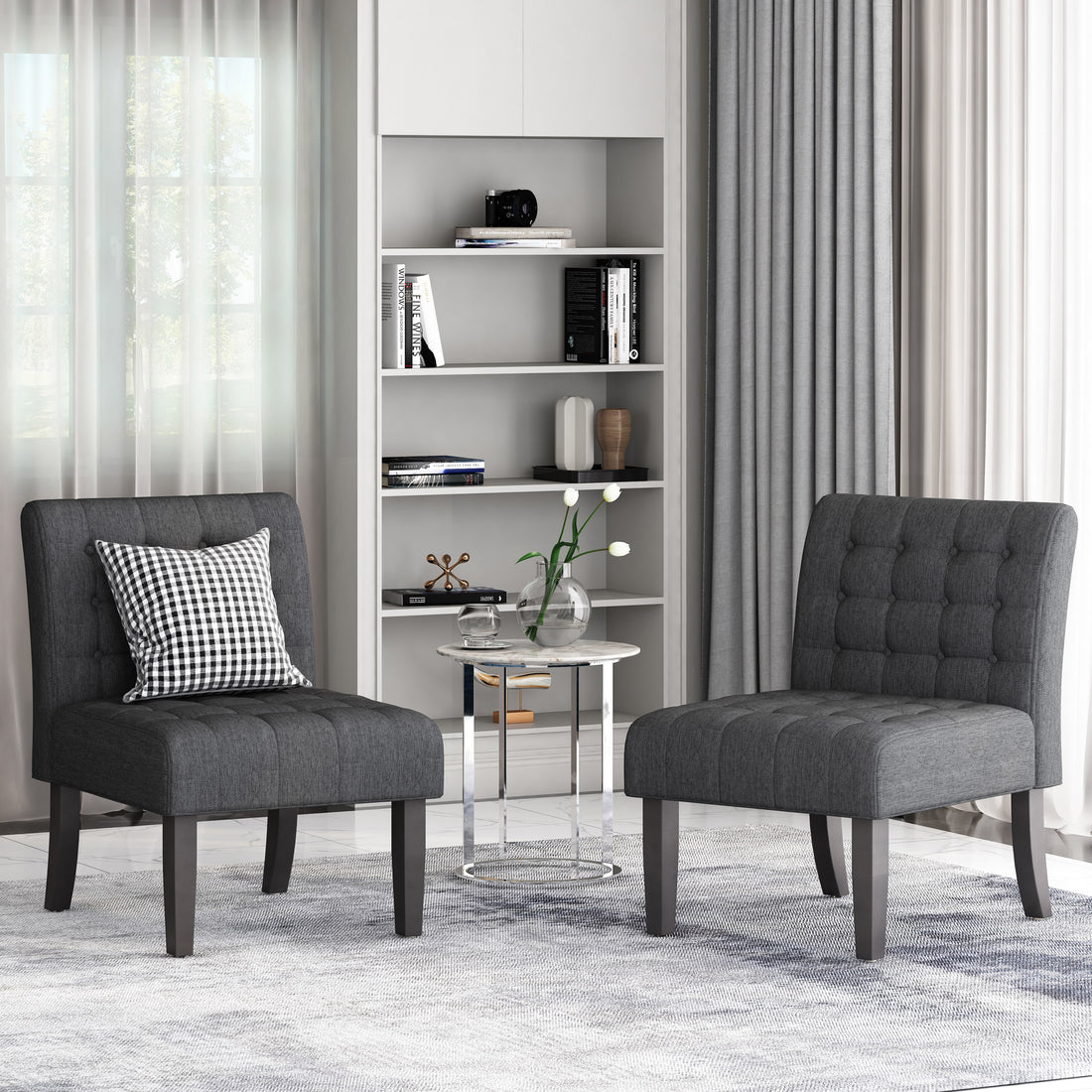 Accent Chair Charcoal Fabric