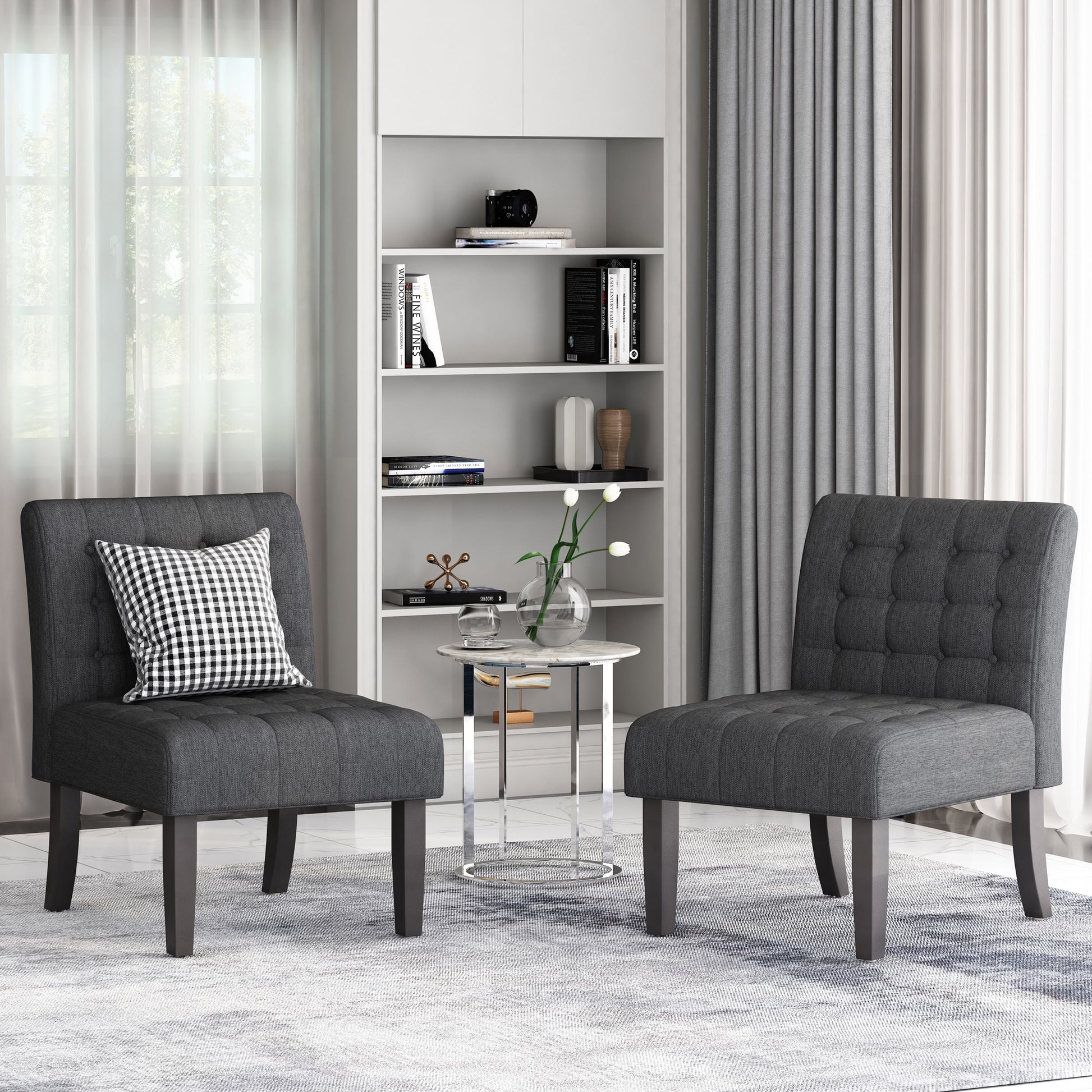 Accent Chair Charcoal Fabric