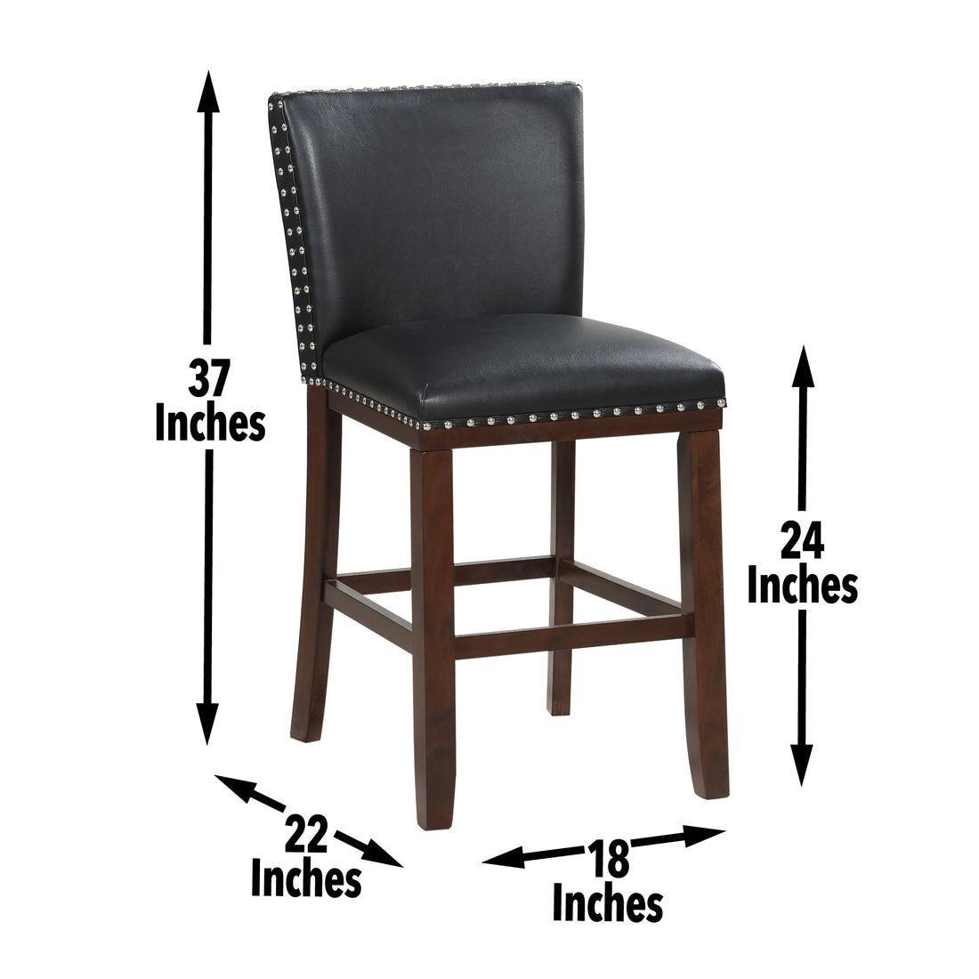 Tiffany Counter Chair Set Of 2 Black Black Wood