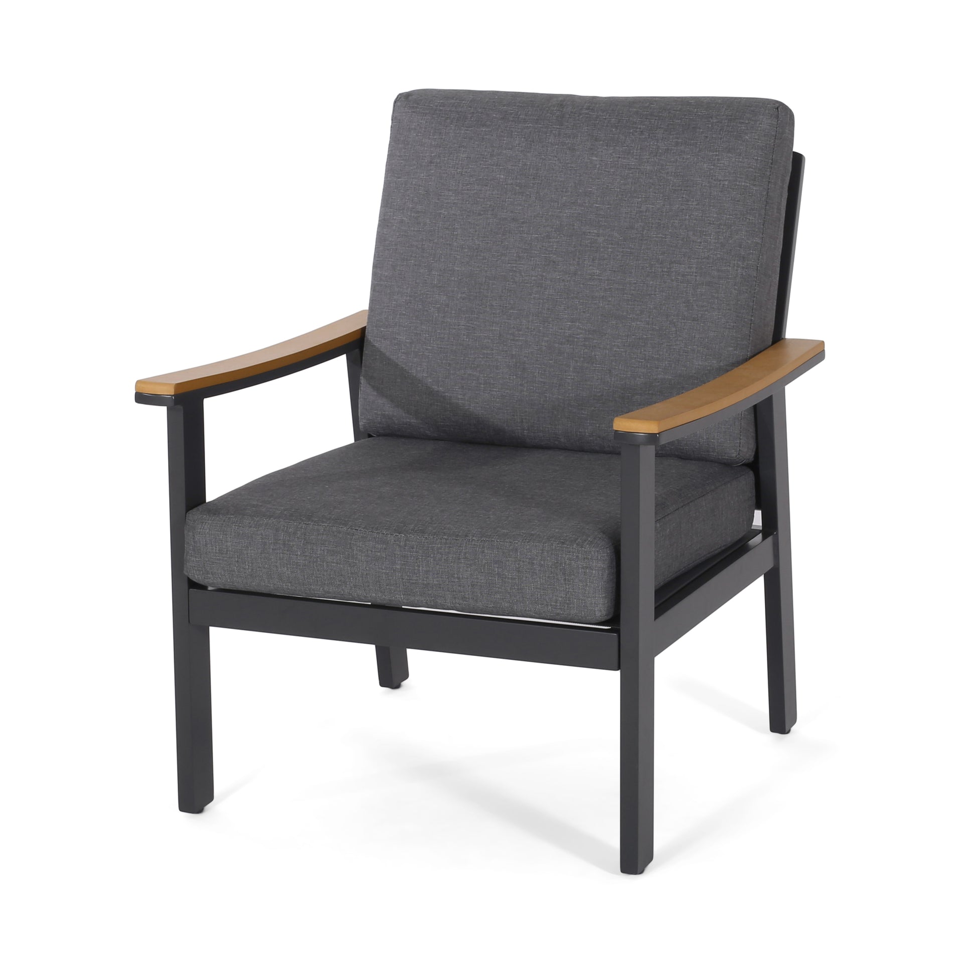 Sinclair 4Pc Chat Set Grey Metal Mesh Wood Fabric