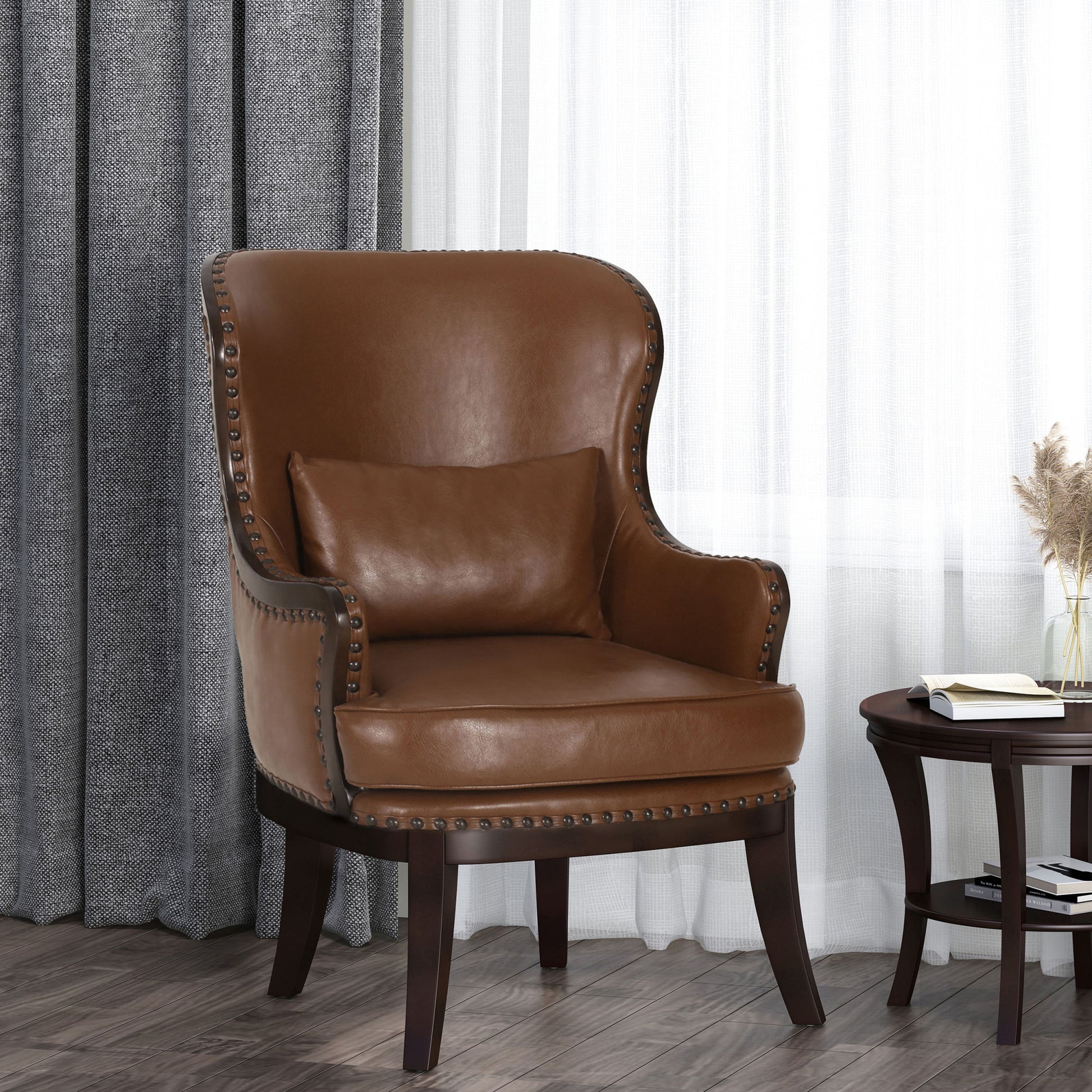 Accent Chair Light Brown Pu