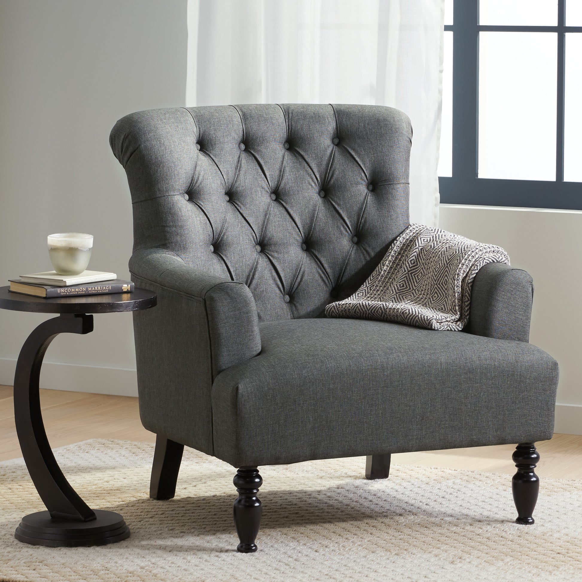 Club Chair Dark Gray Fabric