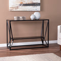 Argall Long Glass Top Console Table Black Iron