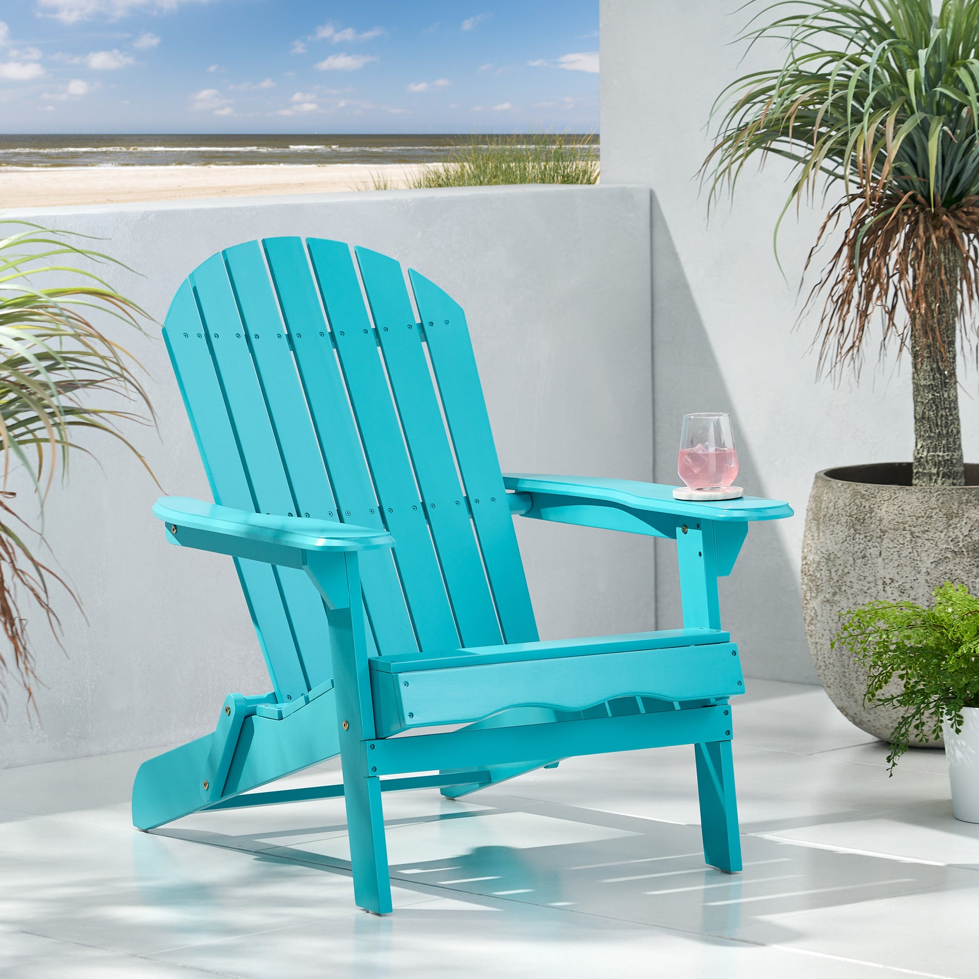 Malibu Adirondack Chair Blue Acacia Wood
