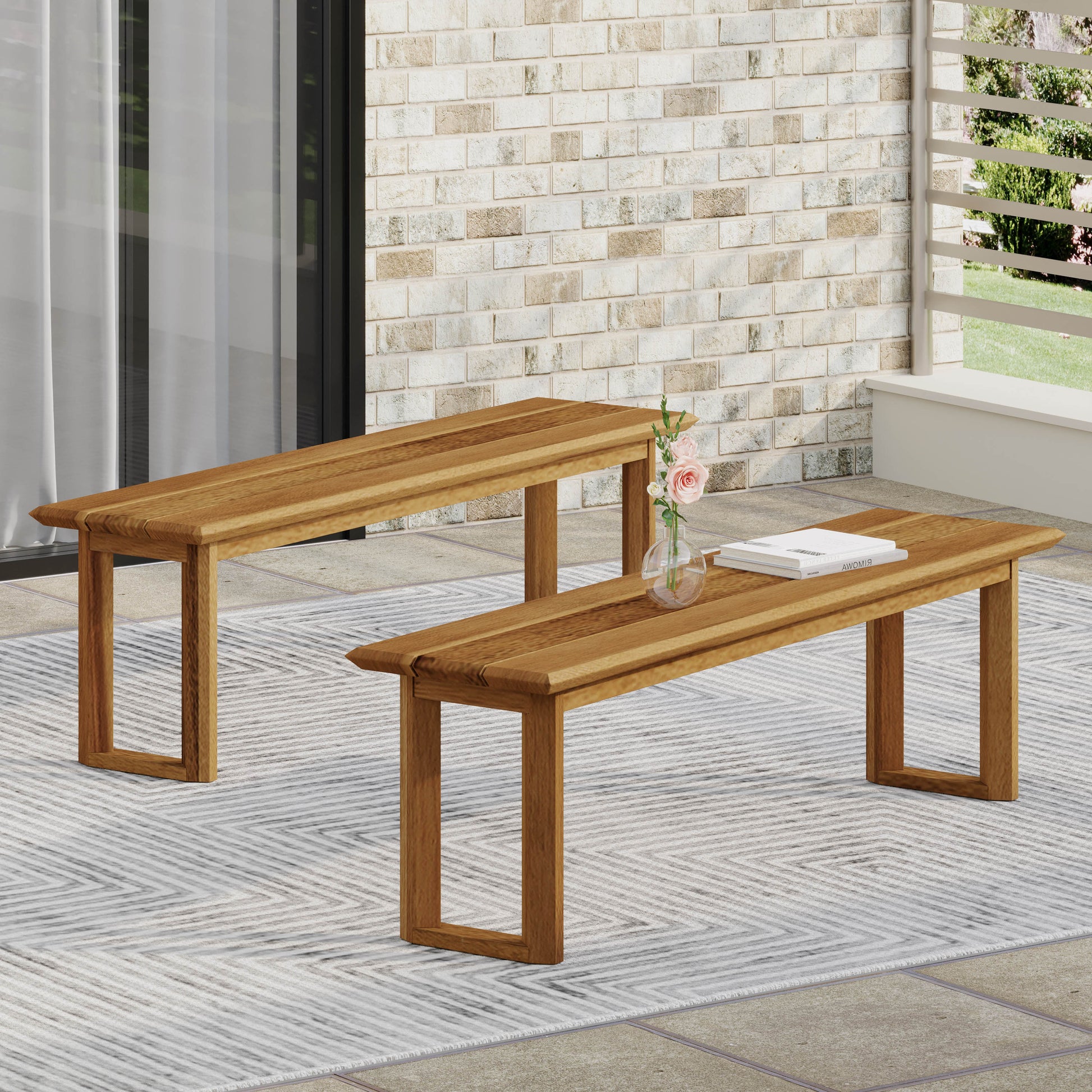 Nash Bench Set Of 2 Teak Wood