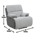 Cyprus 3 Piece Reclining Living Room Set Gray Gray Fabric