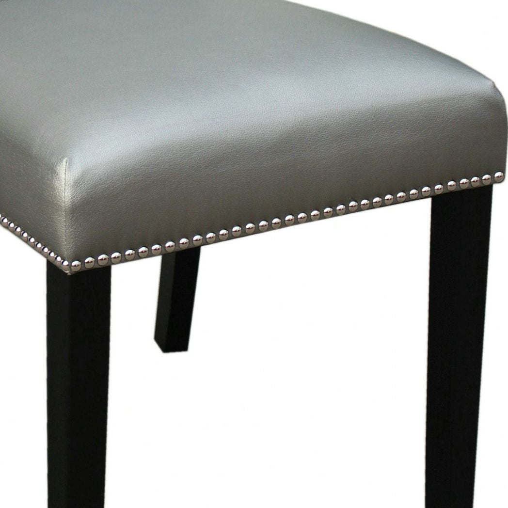 Camila Pu Dining Chair Set Of 2 Silver Silver White Faux Leather