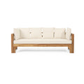Long Beach Sofa Daybed Full Teak Pe Rattan Iron Waterproof Fabric