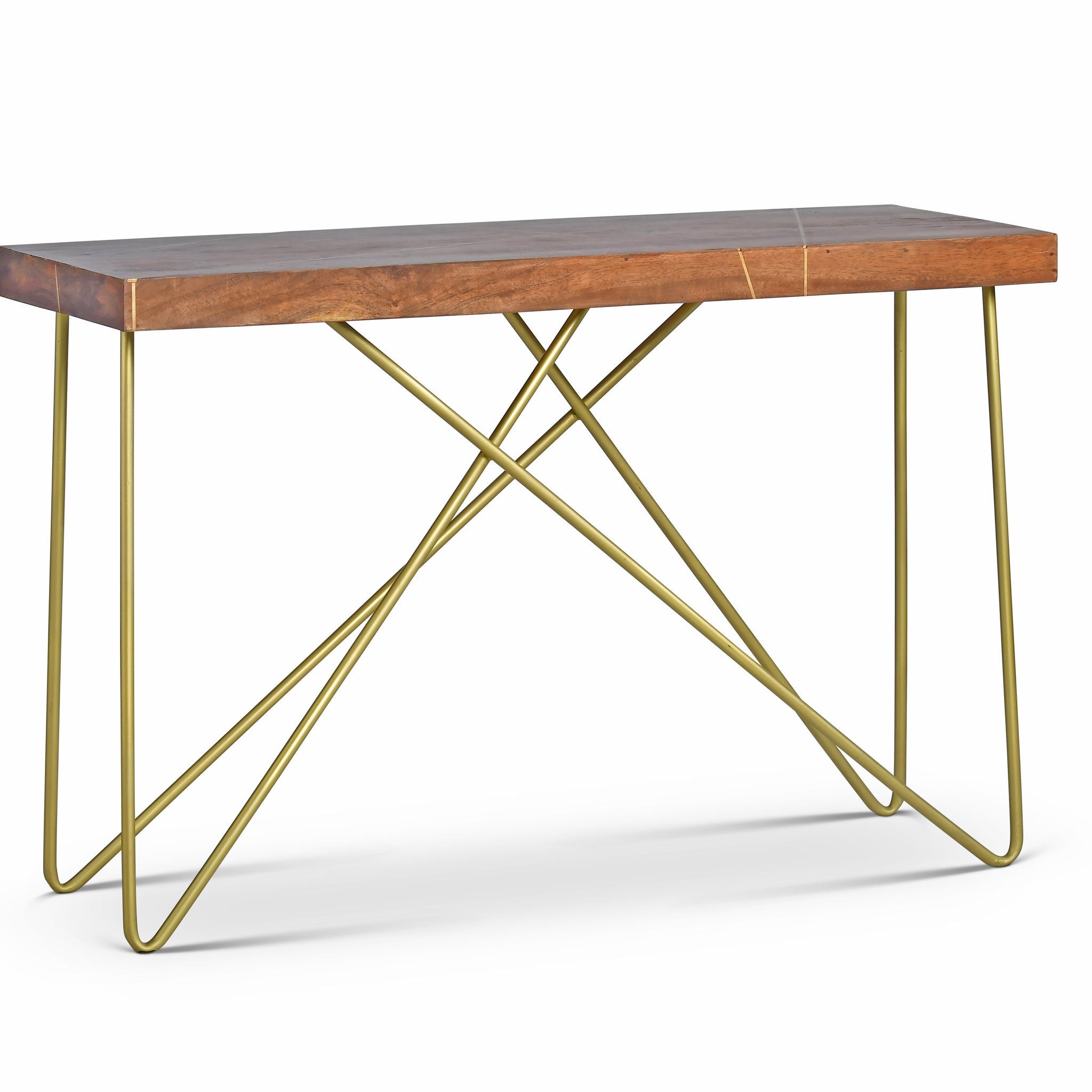 Walter Brass Inlay Sofa Table Brown Brown Iron