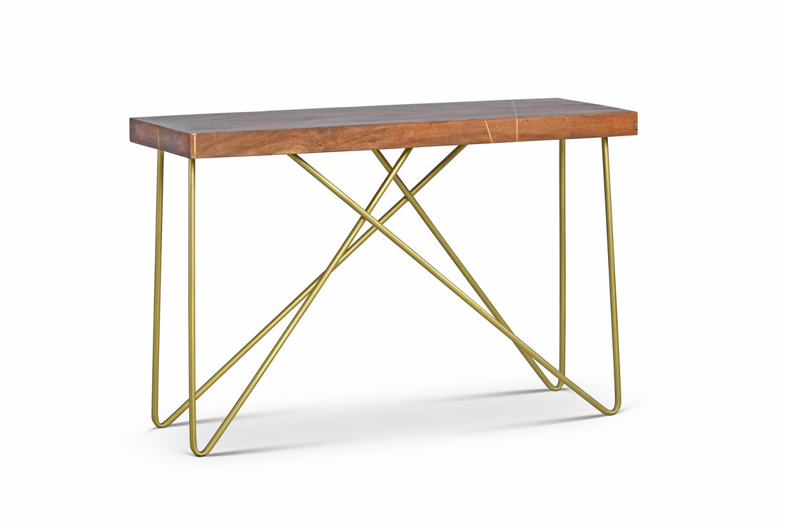 Walter Brass Inlay Sofa Table Brown Brown Iron