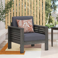 Outdoor Acacia Wood Club Chairs With Cushions, Dark Gray, 27.75