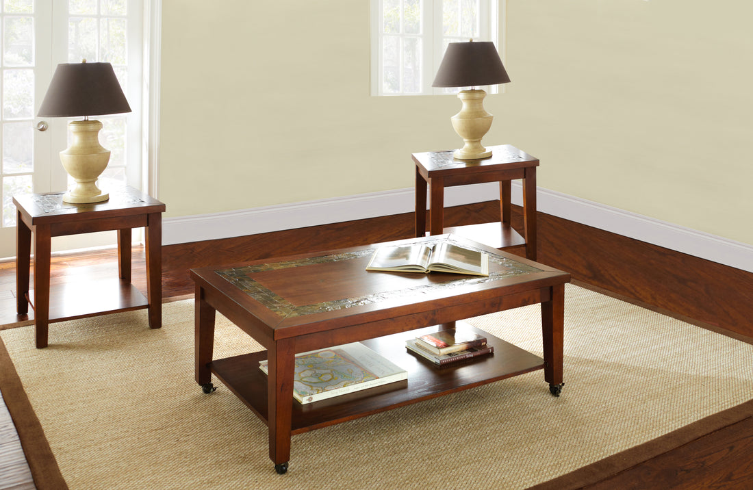 Davenport 3 Piece Table Set Brown Brown Wood