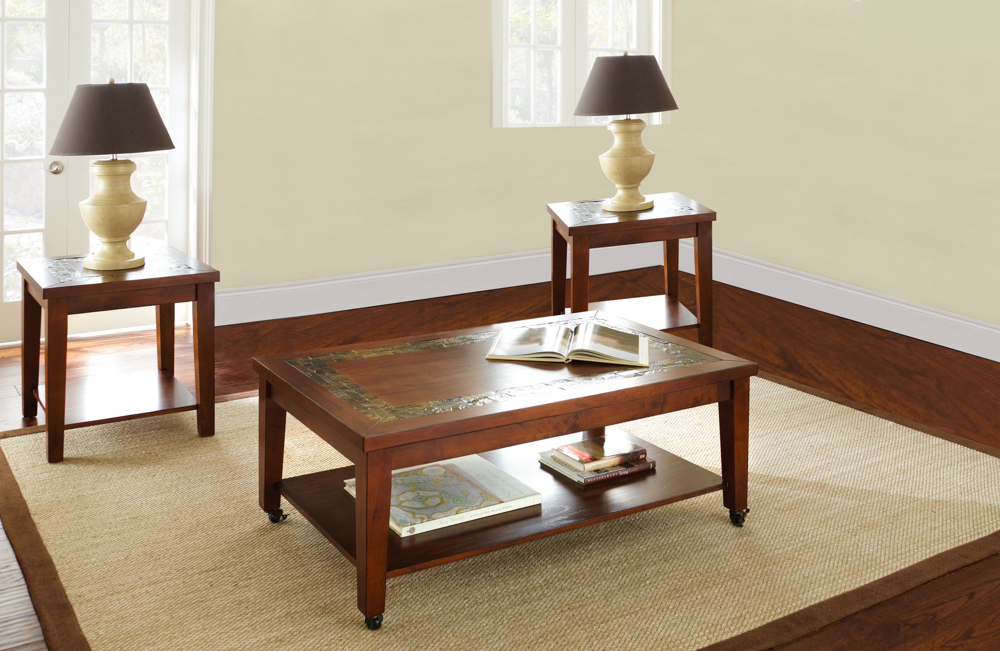 Davenport 3 Piece Table Set Brown Brown Wood