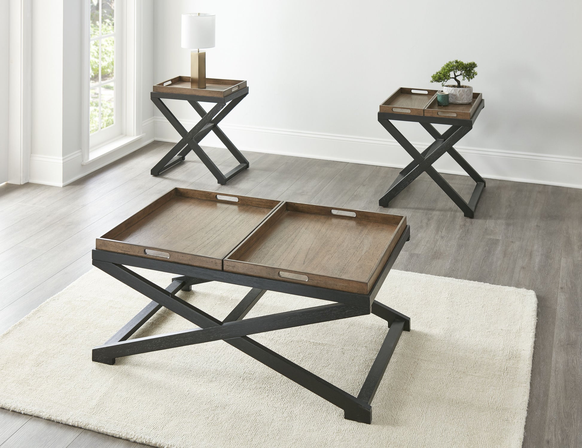 Topeka Cocktail Table Brown Brown Wood