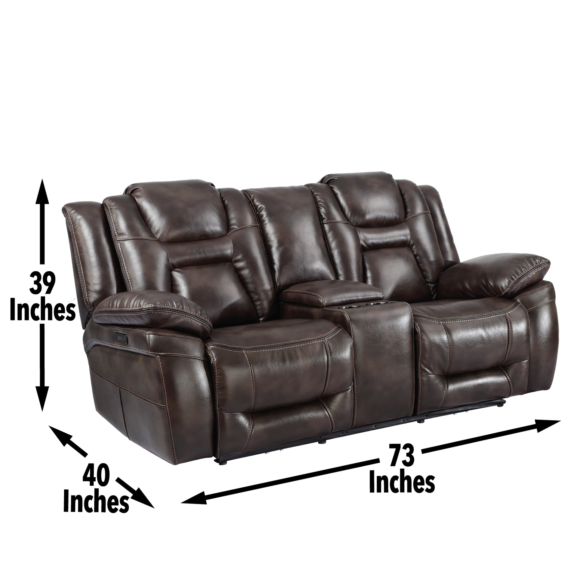 Oportuna 3 Piece Dual Power Reclining Living Room Set Sofa, Loveseat, Recliner Coffee Dark Brown Wood