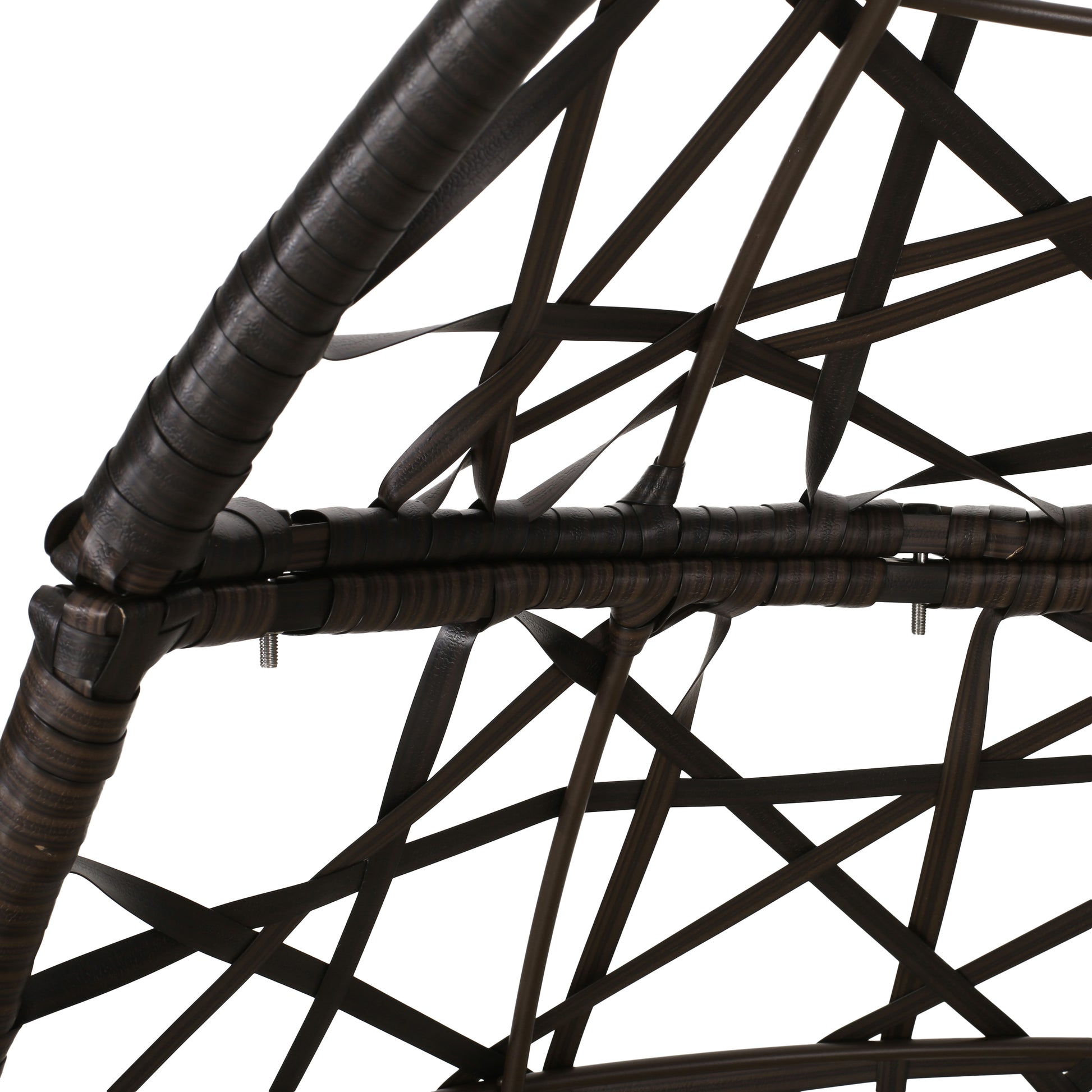 Los Alamitos Hanging Chair With 8Ft Chain Brown Pe Rattan Iron Waterproof Fabric