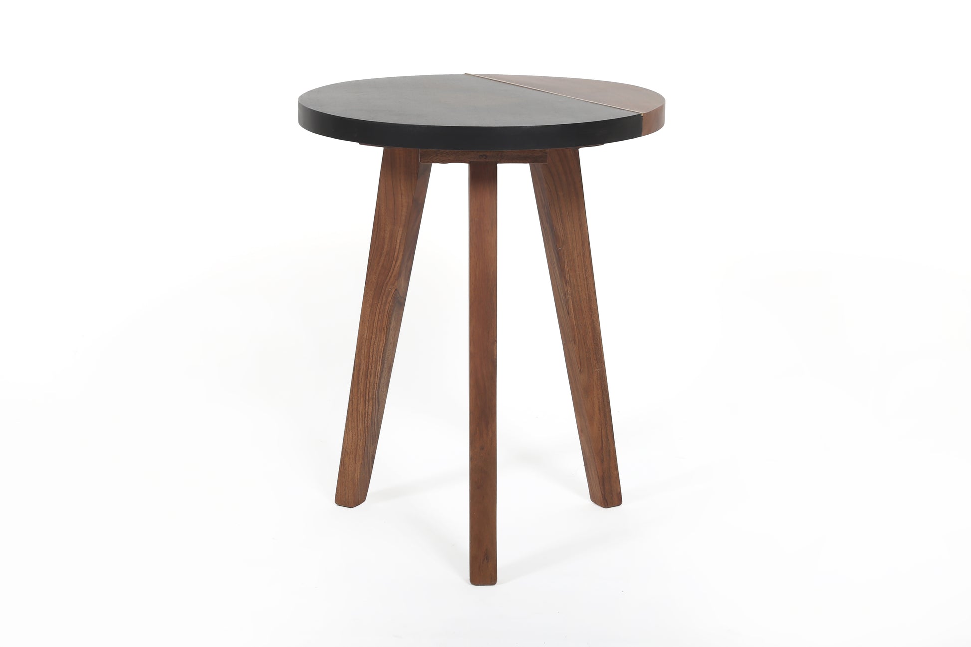 Caspian Round Accent End Table Brown Brown Wood