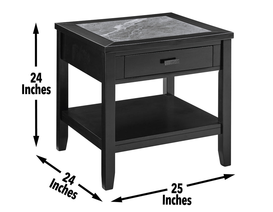 Garvine Sintered Stone End Table Black Black Wood