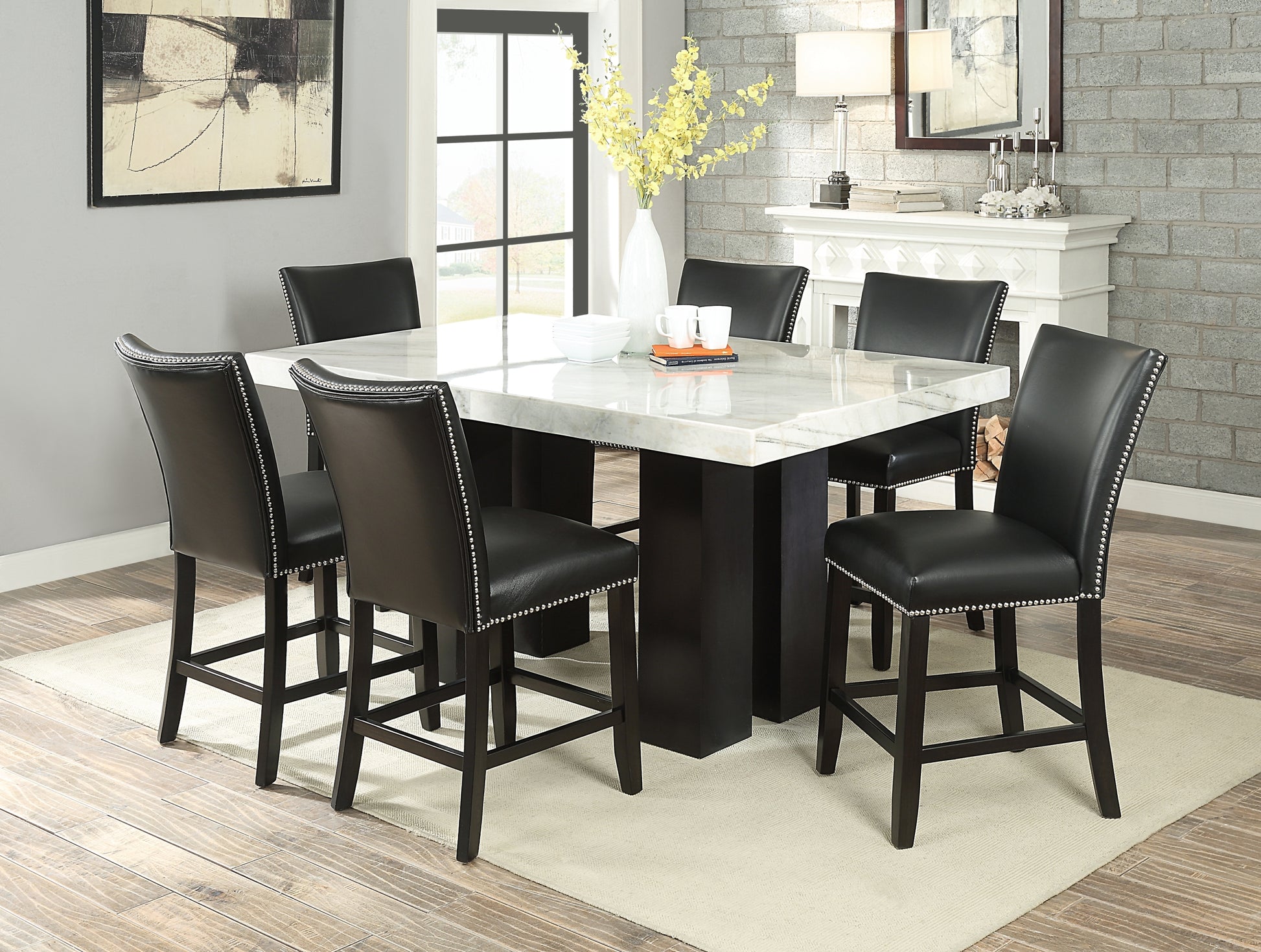 Camila Counter Chair Set Of 2 Black Black Wood