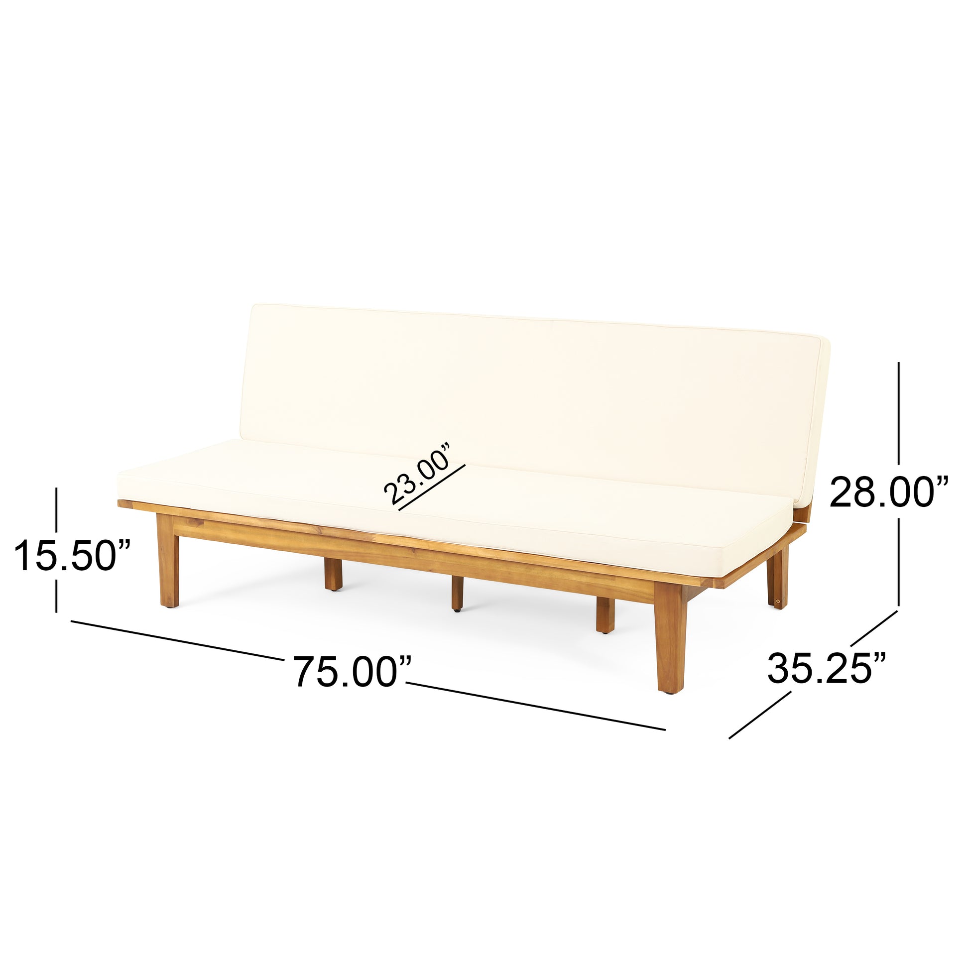 Jill Daybed Beige Acacia Wood