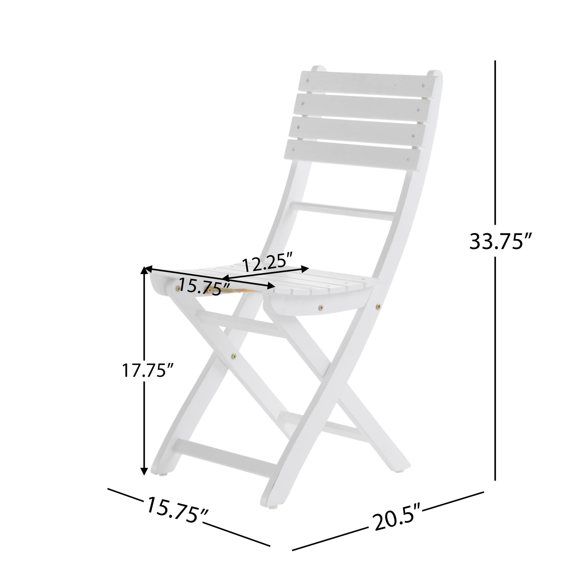 Positano Foldable Chair White Acacia Wood