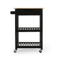 Kitchen Cart Black Wood