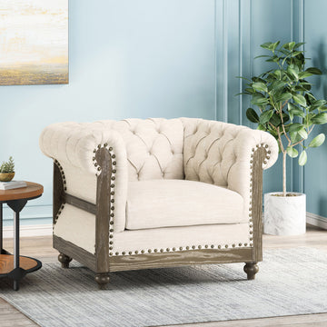 Club Chair Beige Fabric