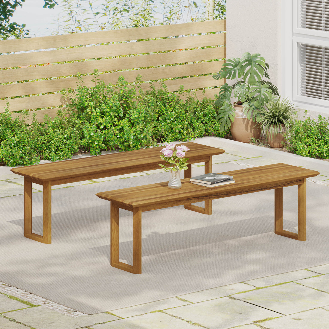 Nash Bench Set Of 2 Teak Wood