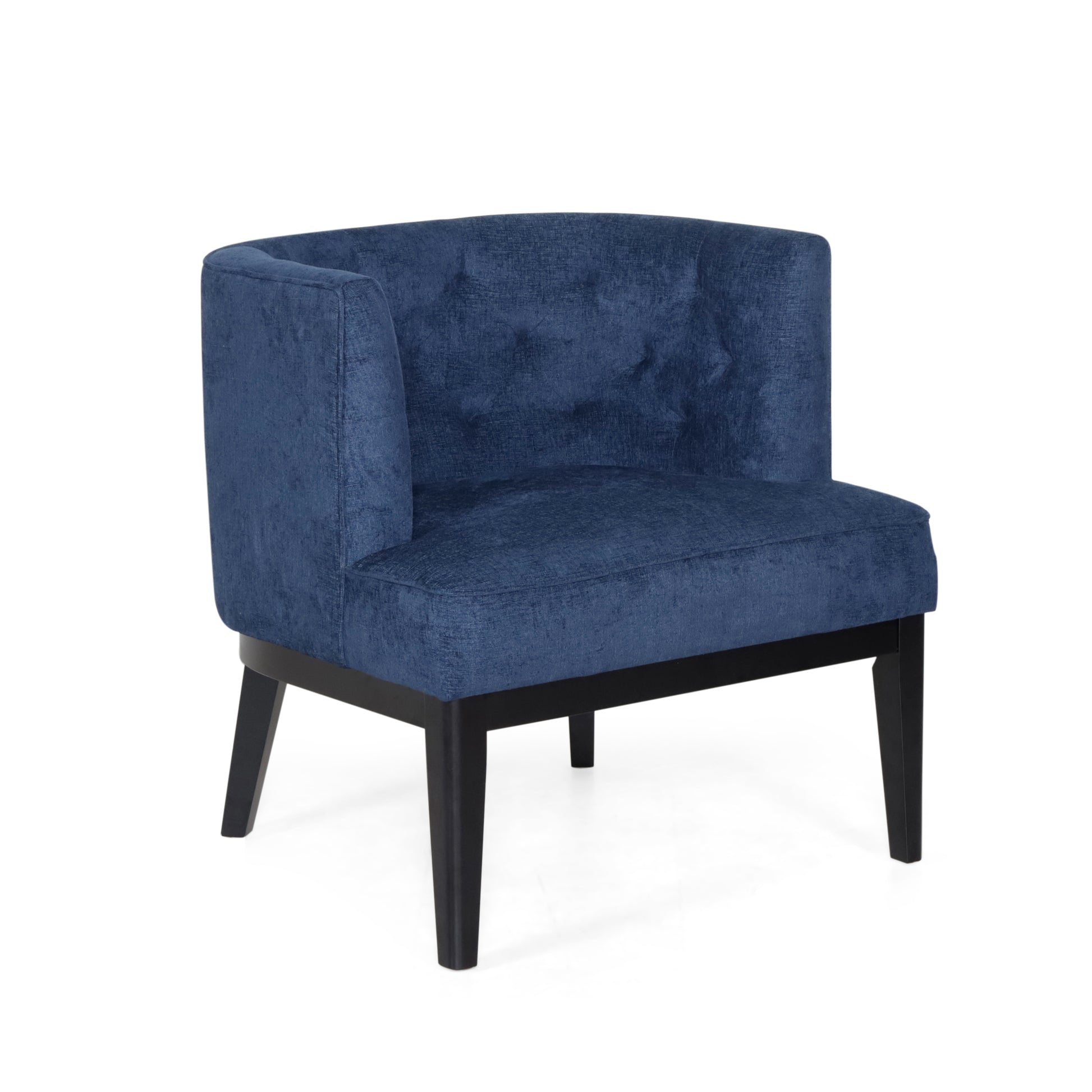 Accent Chair Navy Blue Wood Fabric