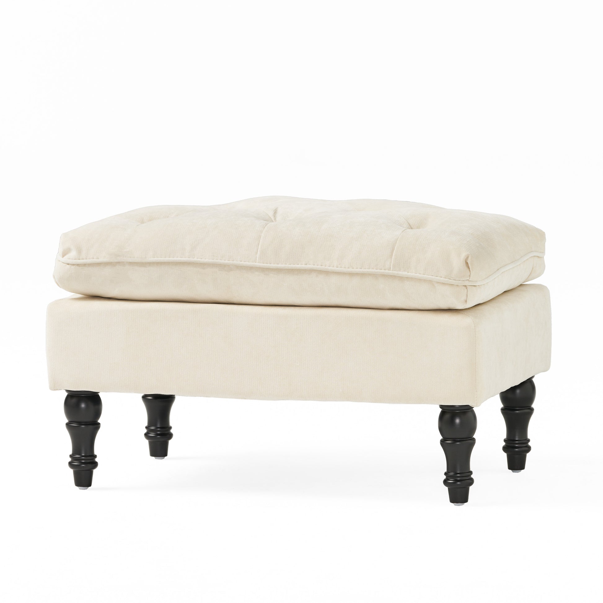 Lofton 28Inch Pillow Top Ottoman Cream Fabric