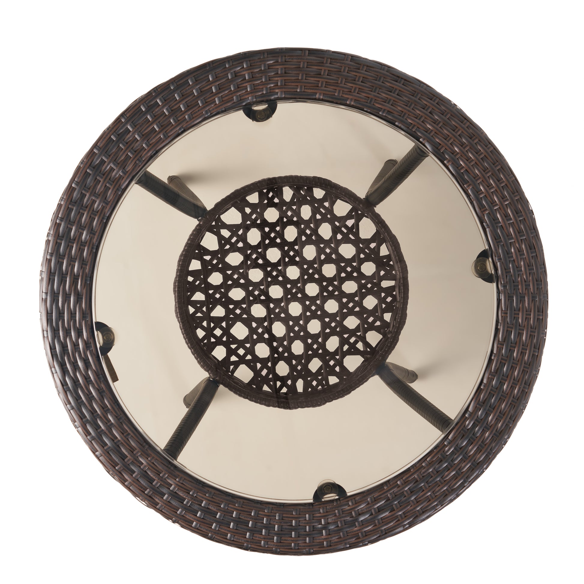 Figi Pe 27In Glass Table Brown Multi Iron