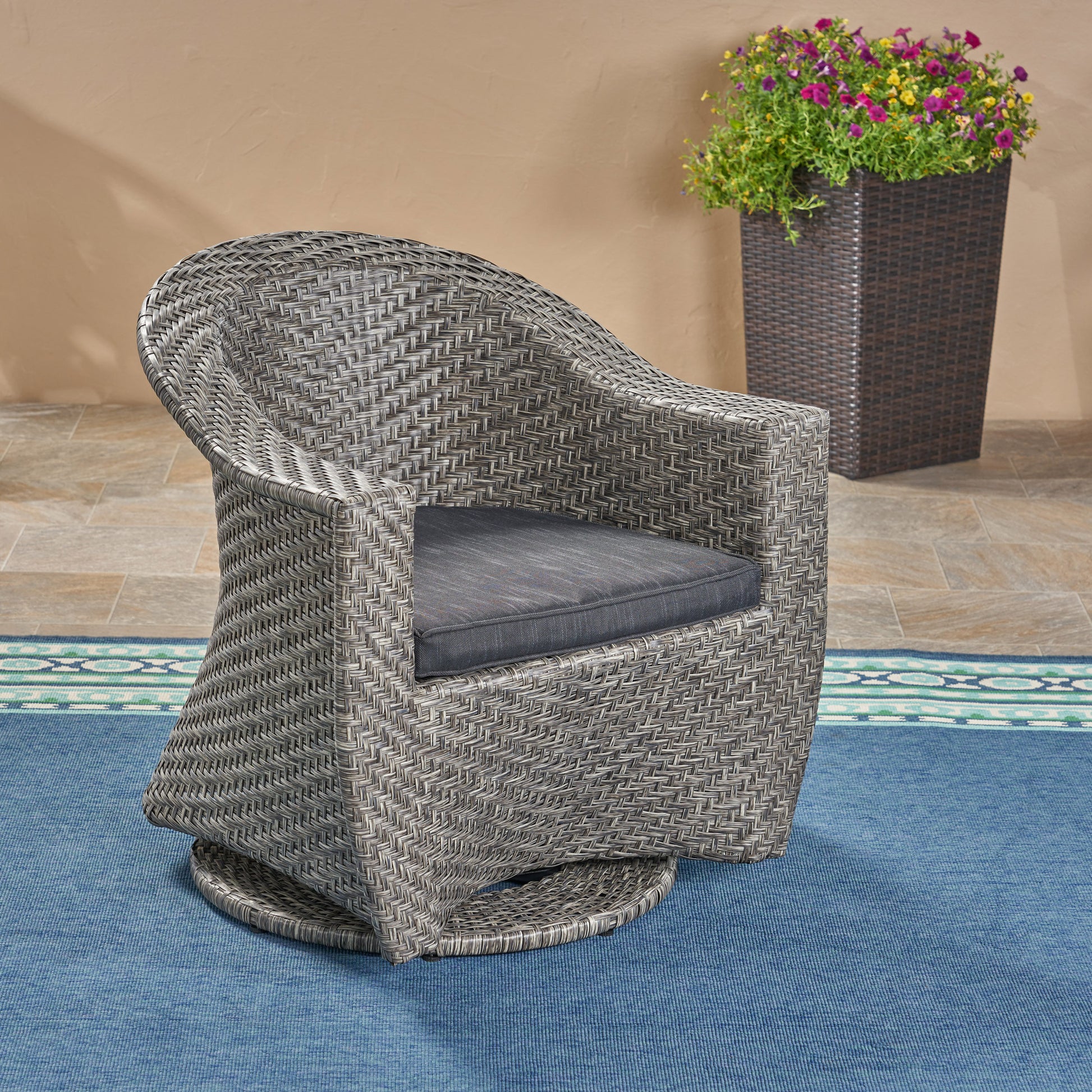 Larchmont Swivel Chair Grey Black Fabric