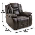 Oportuna 3 Piece Dual Power Reclining Living Room Set Sofa, Loveseat, Recliner Coffee Dark Brown Wood