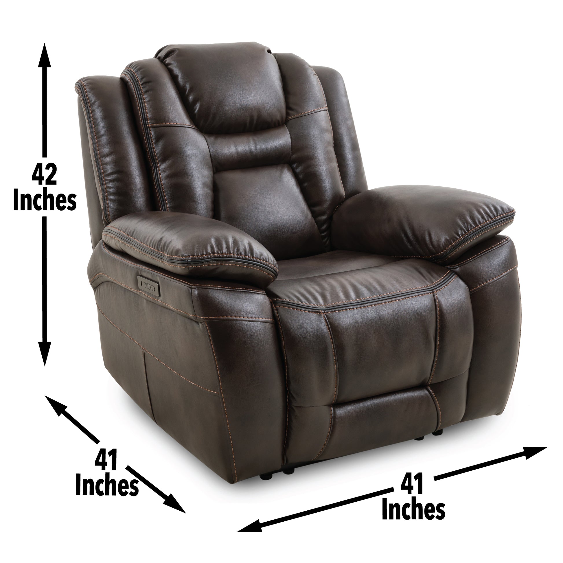 Oportuna 3 Piece Dual Power Reclining Living Room Set Sofa, Loveseat, Recliner Coffee Dark Brown Wood