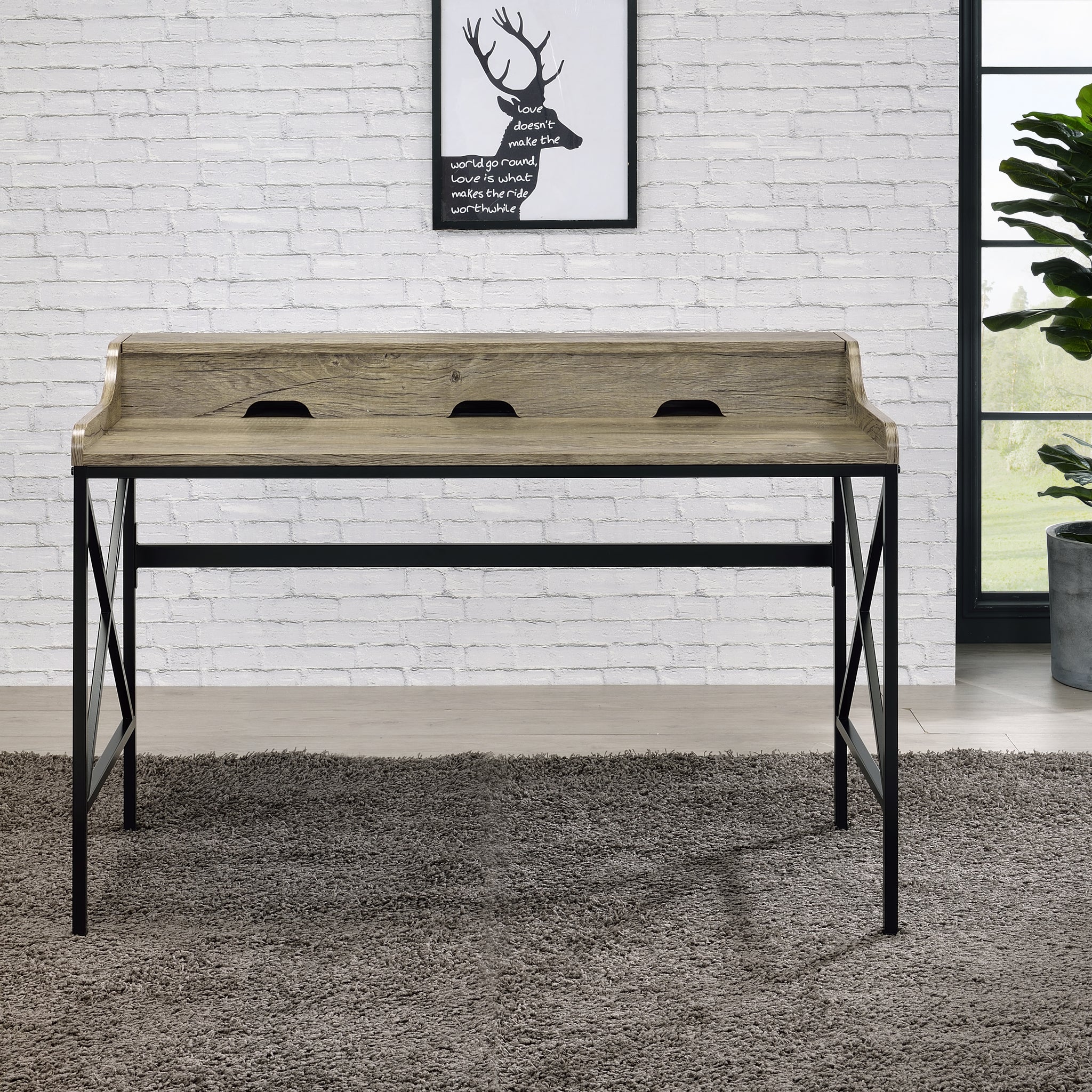 Corday Desk With Usb Port Light Brown Light Brown Wood