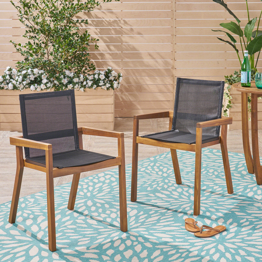 Belfast Dining Chair,Set Of 2 Teak Wood